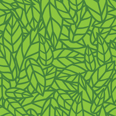 Fototapeta premium Green leaf nature seamless vector pattern