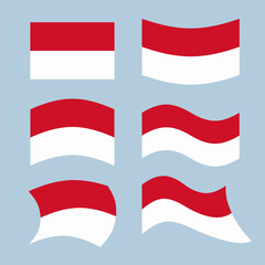 Monaco flag. Set of flags of Monaco Republic in various forms. D