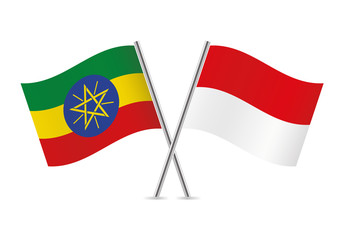 Ethiopian and Indonesian flags. Vector illustration.