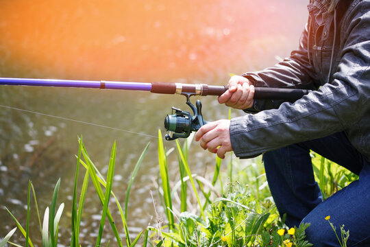 Fishing with a fishing rod on the river