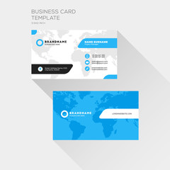 Corporate Business Card Print Template. Personal Visiting Card with company Logo. Clean Flat Design. Vector Illustration