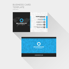 Corporate Business Card Print Template. Personal Visiting Card with company Logo. Clean Flat Design. Vector Illustration