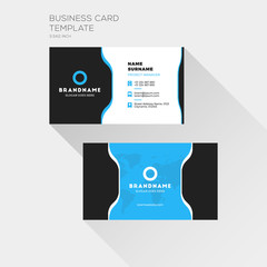 Corporate Business Card Print Template. Personal Visiting Card with company Logo. Clean Flat Design. Vector Illustration