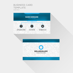 Corporate Business Card Print Template. Personal Visiting Card with company Logo. Clean Flat Design. Vector Illustration