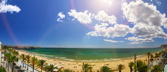 View of Platja Llarga beach in Salou Spain