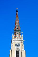 Big cathedral Katolicka Porta-tower. Novi Sad, Serbia