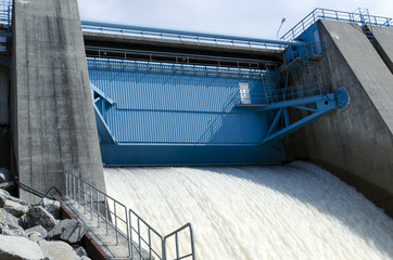 Water power plant hatchway from a river in the North of Sweden.