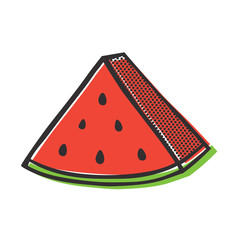 Red watermelon isolated vector illustration popart style