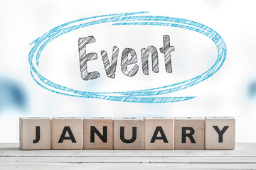 January event sign on a table