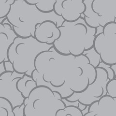 Pop art smoke seamless vector pattern grey