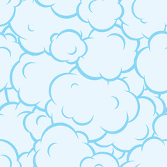 Pop art smoke seamless vector pattern blue