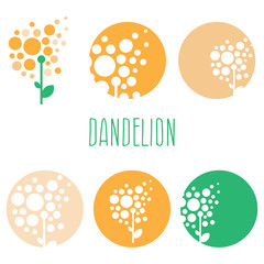 Naklejka premium Set of concept abstract logo dandelions. Vector illustration