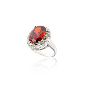 Ring with Diamond isolated on white.
