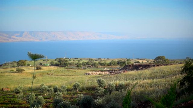 Pan over the sea of Galilee