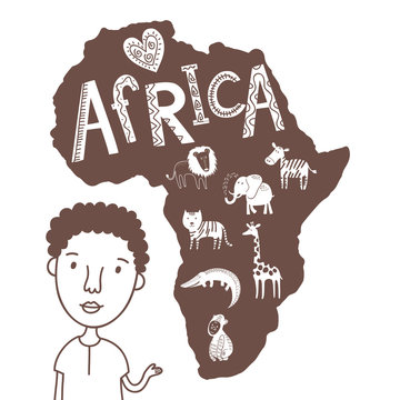Cute animals of Africa, elephant, crocodile, lion, gorilla, giraffe, zebra, tiger in vector.