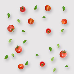 Natural Colorful Pattern Background Made of Cherry Tomato and Ba