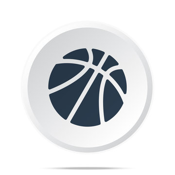 Black Basketball icon on white web button