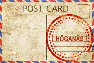 Hoganas, vintage postcard with a rough rubber stamp