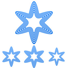 Blue line star logo design set
