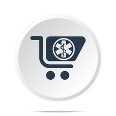 Black Pharmacy Store icon on white web button