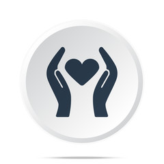 Black Heart care icon on white web button
