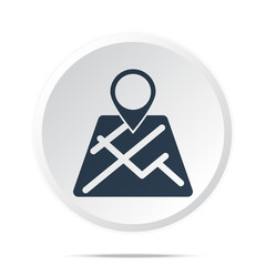 Black Map Pointer icon on white web button
