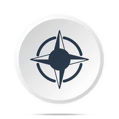 Black Compass Rose icon on white web button