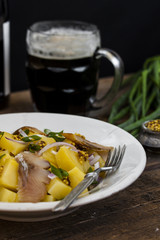 salad with potato and smoked fish