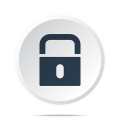 Black Lock icon on white web button