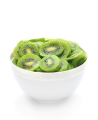 Fototapeta na wymiar Fresh kiwi in white bowl