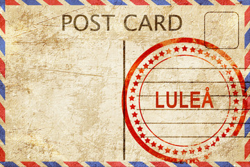 Lulea, vintage postcard with a rough rubber stamp