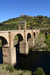 Fototapeta premium Roman bridge over the Tajo river in Alcantara,Caceres province,Spain