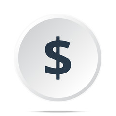 Black Dollar icon on white web button