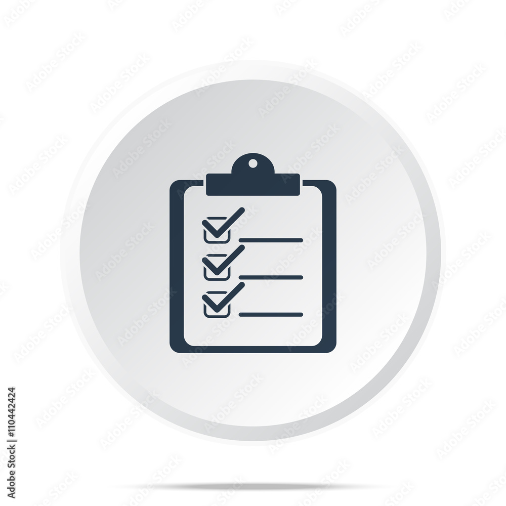 Wall mural black clipboard checklist icon on white web button