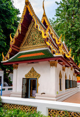 Naklejka premium Buddhism religion in the architectural monument. Wat Mahathat Yuwaratrangsarit, Bangkok, Thailand.