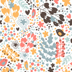 Seamless pattern with cute flowers. Seamless pattern can be used for wallpaper, pattern fills, web page background, surface textures. - 110442837