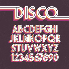 80's Retro Font. Vector disco alphabet