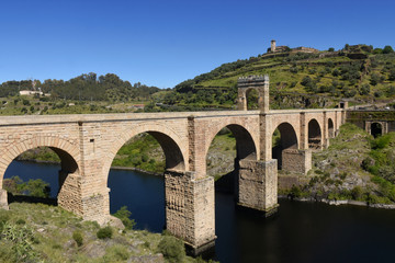 Roman bridge over the Tajo river in Alcantara,Caceres province,Spain