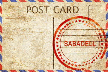 Sabadell, vintage postcard with a rough rubber stamp
