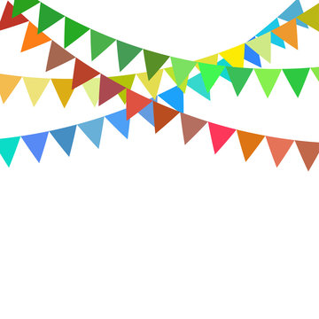 Multicolored bright buntings flags garlands