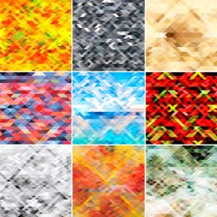 Geometric patterns set. Colorful abstract mosaic backgrounds
