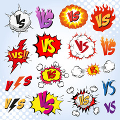 Fototapeta na wymiar Versus letters fight backgrounds comics style design. Vector illustration