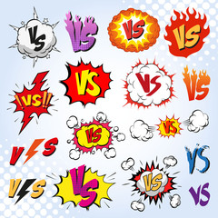 Versus letters fight backgrounds comics style design. Vector illustration