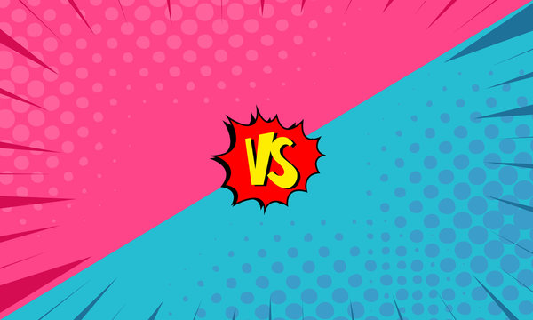 Versus Letters Fight Backgrounds Comics Style Design. Vector Illustration