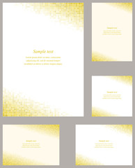 Fototapeta na wymiar Golden square mosaic page corner design set 