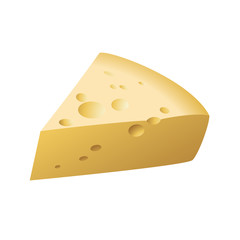 Кусок сыра, вкусный ароматный сыр, реалистичный вектор на изолированном фоне 