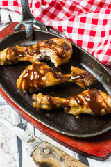chicken drumstick with barbecue sauce