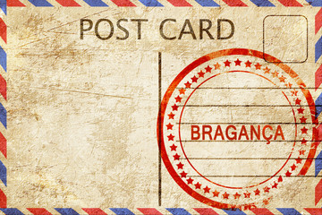 Braganca, vintage postcard with a rough rubber stamp