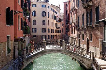 Fototapeta na wymiar Venice, Italy, GranVenice, Italy,Scenic canal with gondola and h