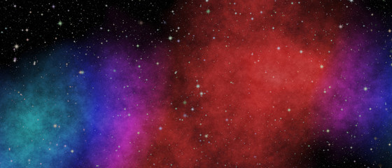 New panoramic looking into deep space. Dark night sky full of stars. The nebula in outer space
